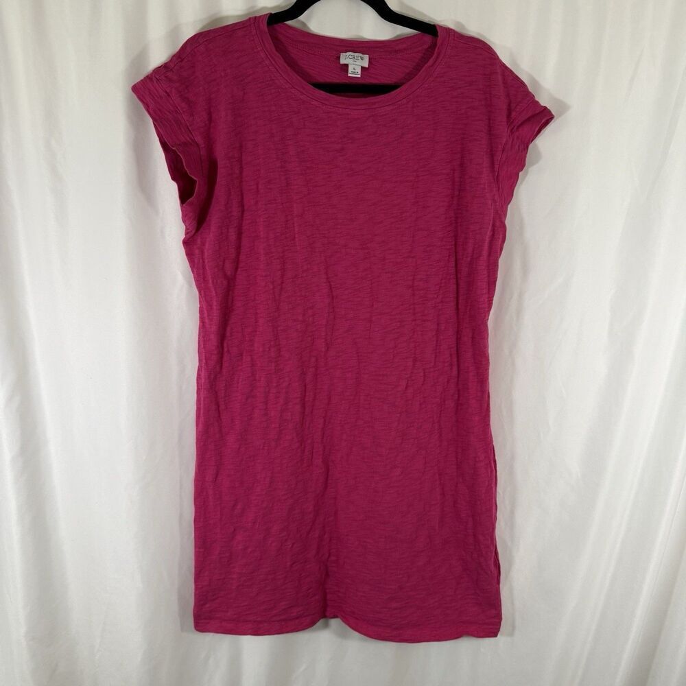 J. Crew Dress Women's Large Pink Short Sleeve Crew Neck Knee Length Short Sleeve